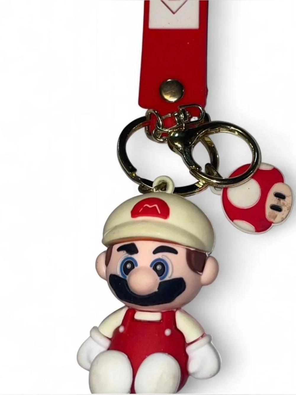 Mario Character Keychain Lucky Red and White Fire ball super Mario Bros